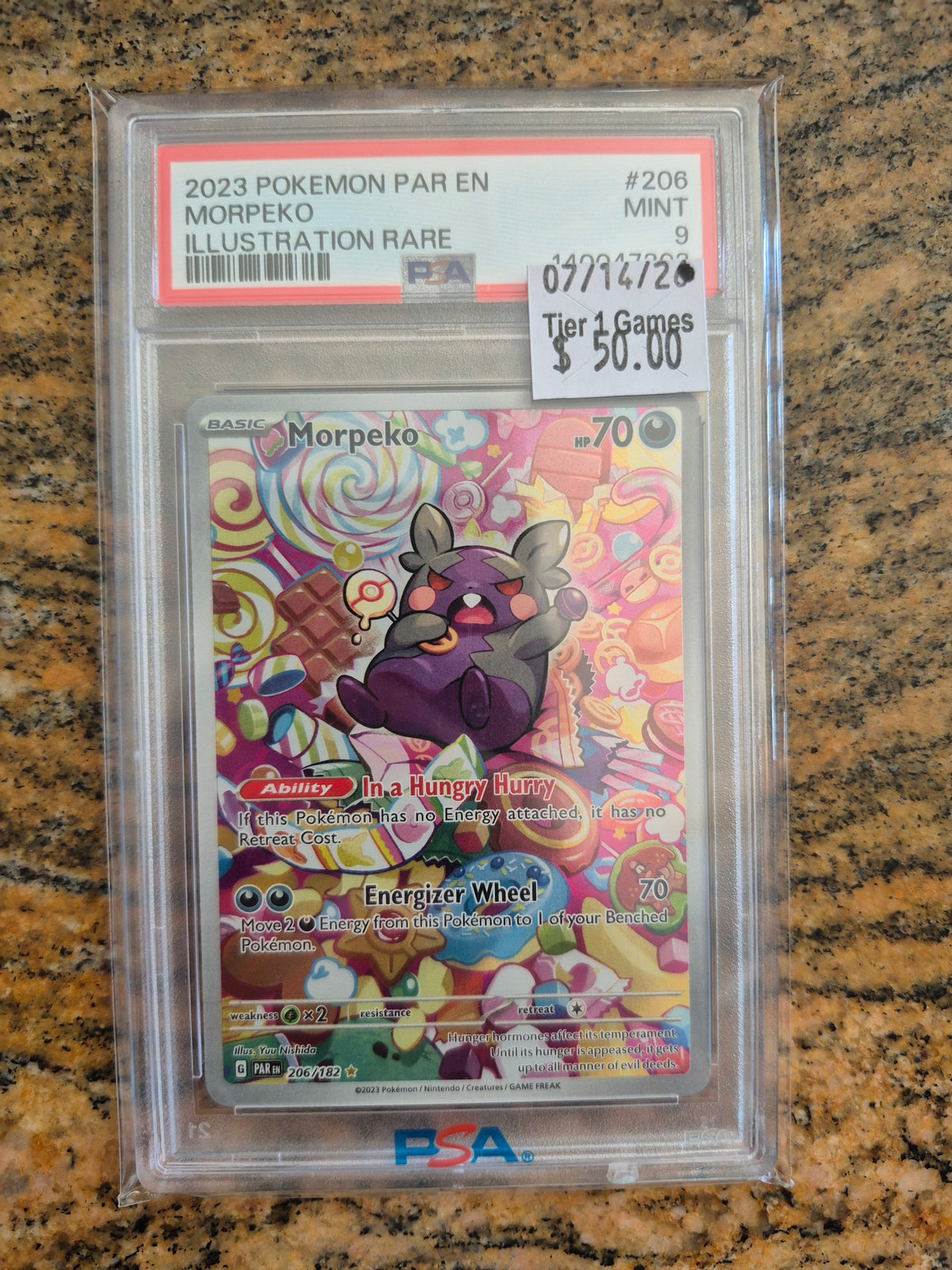 MORPEKO ILLUSTRATION RARE 2023 POKEMON PAR EN-PARADOX RIFT PSA MINT 9