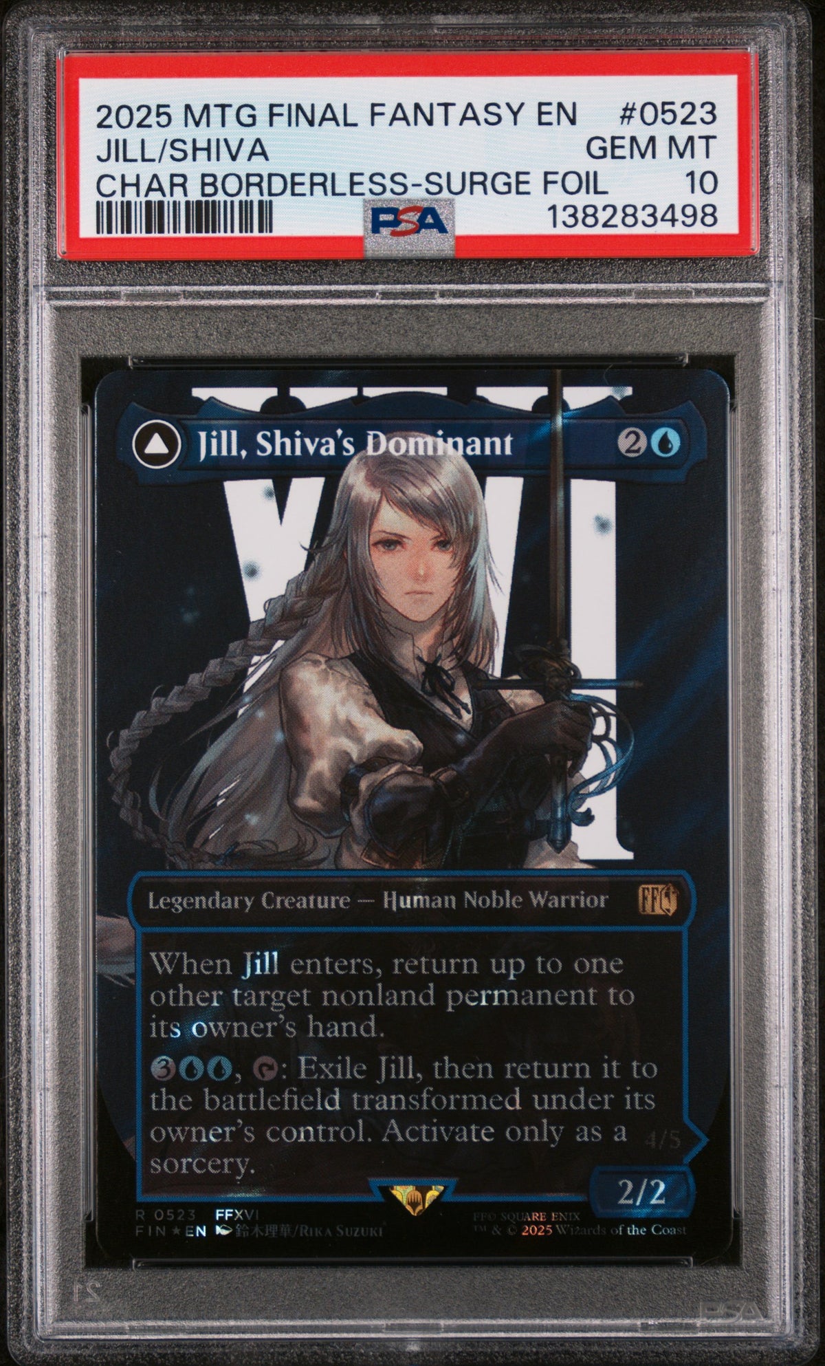 0523 JILL/SHIVA CHAR BORDERLESS-SURGE FOIL 2025 MAGIC THE GATHERING FINAL FANTASY PSA 10