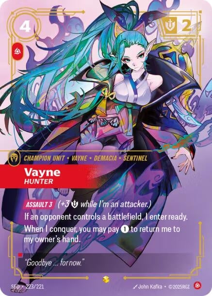 Image for Vayne - Hunter (Overnumbered) (223/221) (SFD) - Riftbound: League of Legends Trading Card Game