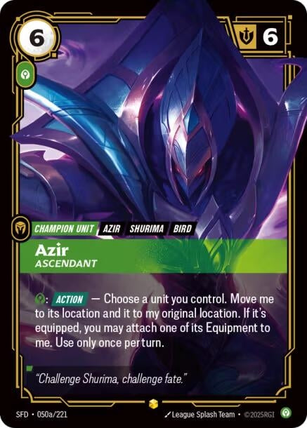 Image for Azir - Ascendant (Alternate Art) (050a/221) (SFD) - Riftbound: League of Legends Trading Card Game