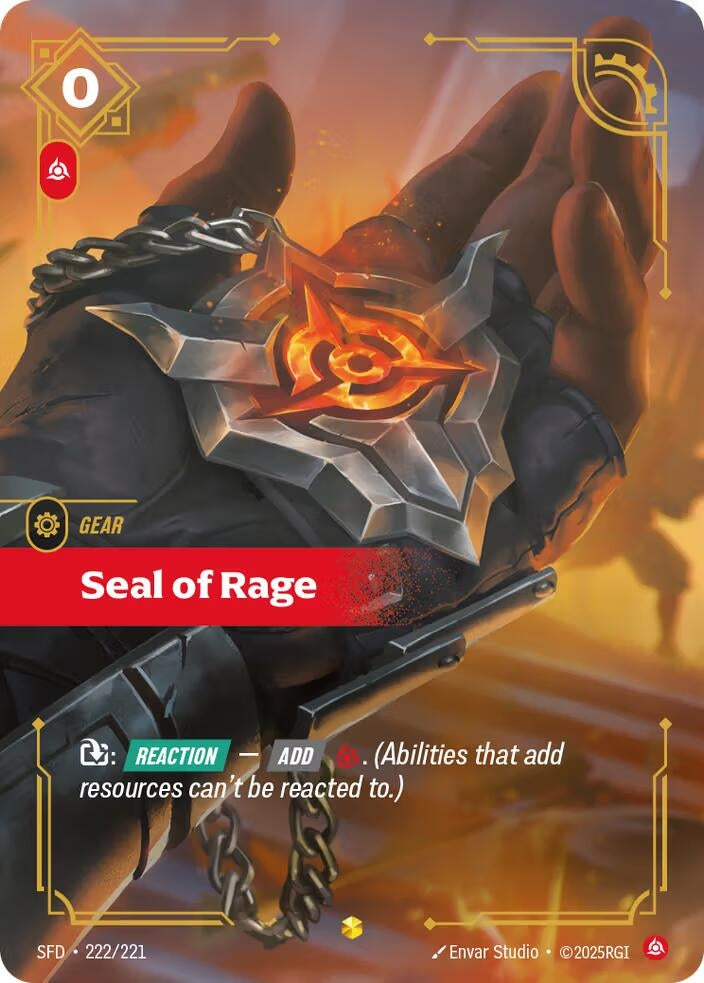 Image for Seal of Rage (Overnumbered) (222/221) (SFD) - Riftbound: League of Legends Trading Card Game