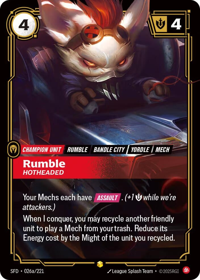 Image for Rumble - Hotheaded (Alternate Art) (026a/221) (SFD) - Riftbound: League of Legends Trading Card Game