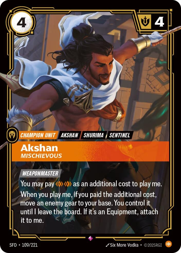 Image for Akshan - Mischievous (109/221) (SFD) - Riftbound: League of Legends Trading Card Game