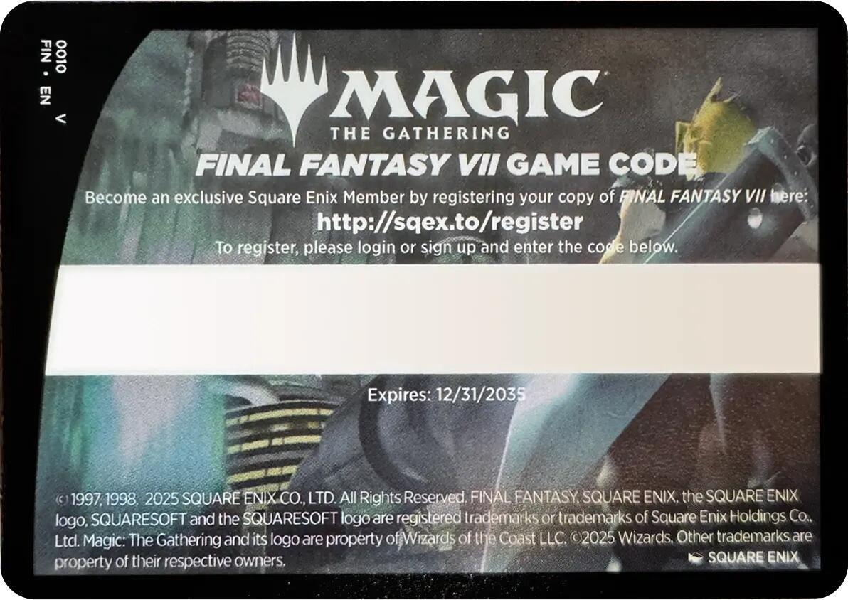 Image for FINAL FANTASY VII Game Code Card (10) (FIN) - Magic: The Gathering