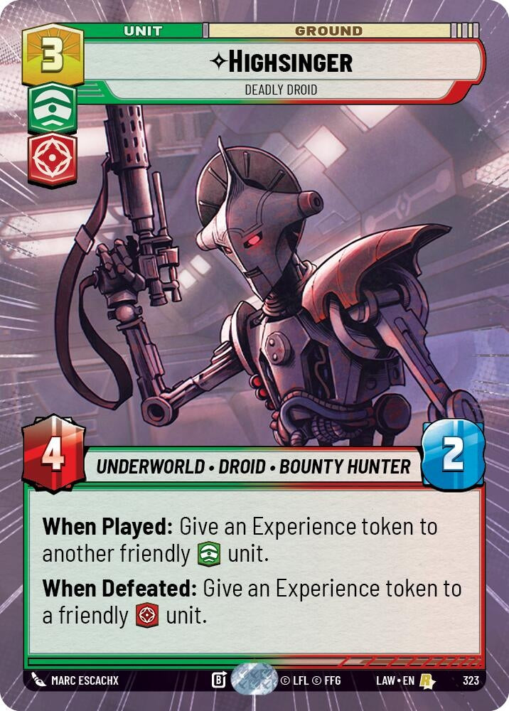 Image for Highsinger - Deadly Droid (Hyperspace) (323) (LAW) - Star Wars: Unlimited