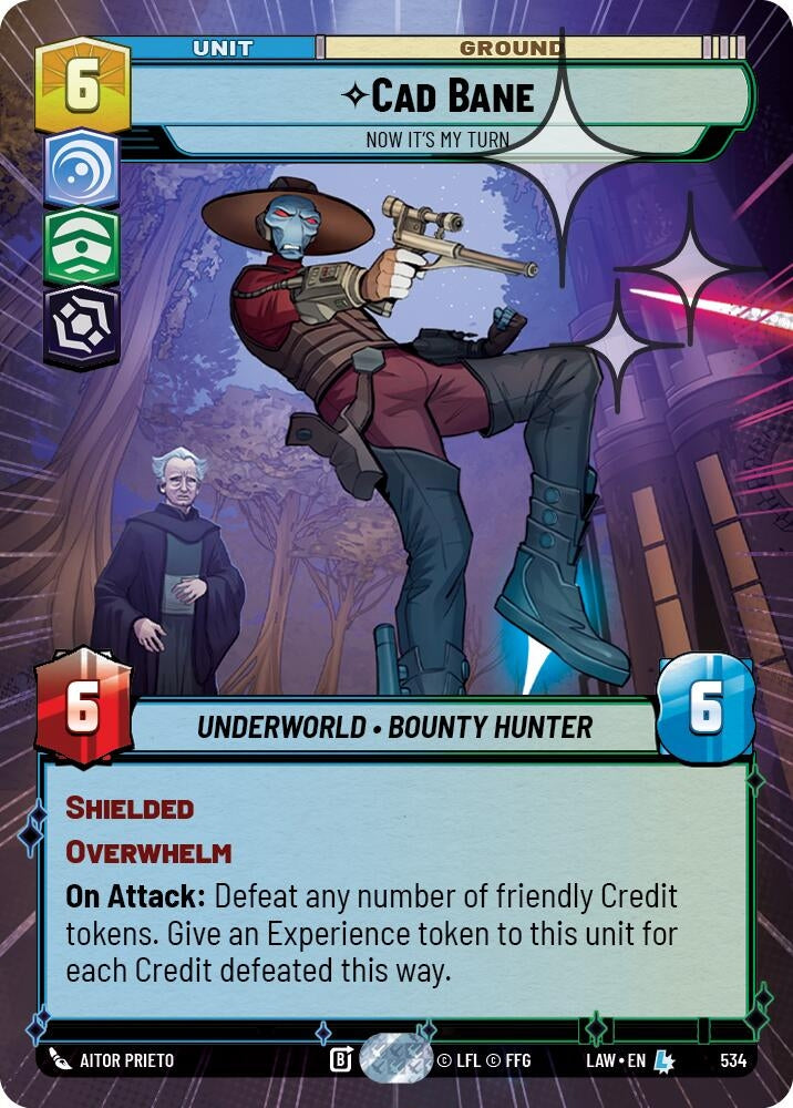 Image for Cade Bane - Now It's My Turn (Hyperspace Foil) (534) (LAW) - Star Wars: Unlimited