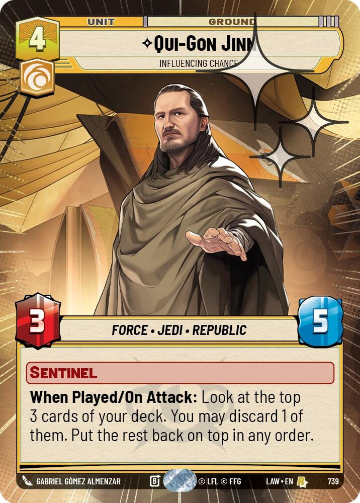 Image for Qui-Gon Jinn - Influencing Chance (Hyperspace Foil) (739) (LAW) - Star Wars: Unlimited
