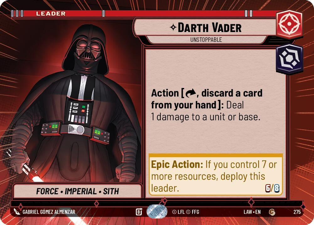 Image for Darth Vader - Unstoppable (Hyperspace) (275) (LAW) - Star Wars: Unlimited