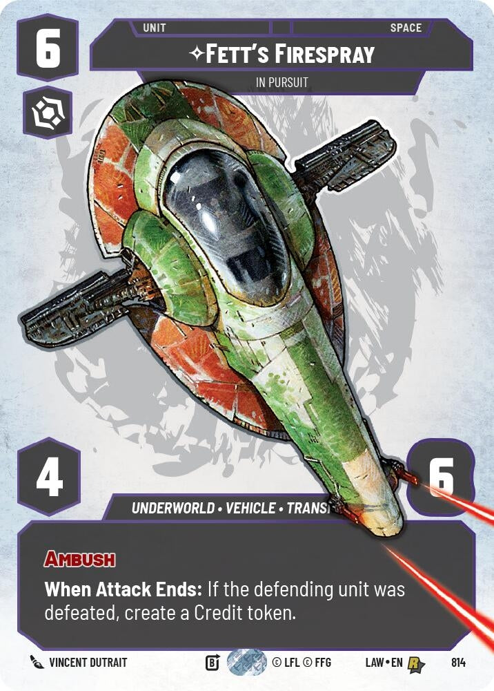 Image for Fett's Firespray - In Pursuit (Prestige) (814) (LAW) - Star Wars: Unlimited