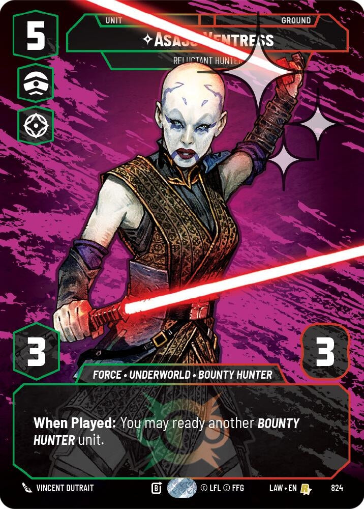 Image for Asajj Ventress - Reluctant Hunter (Prestige Foil) (824) (LAW) - Star Wars: Unlimited