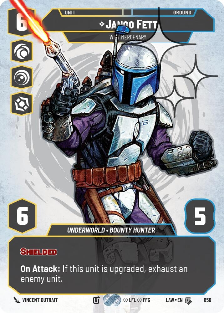 Image for Jango Fett - Wily Mercenary (Prestige Foil) (856) (LAW) - Star Wars: Unlimited