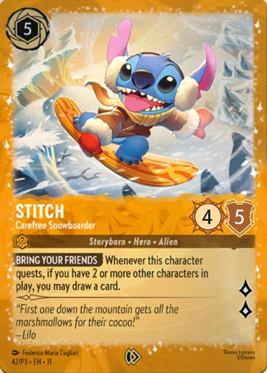 Image for Stitch - Carefree Snowboarder (42) (DLPC) - Disney Lorcana