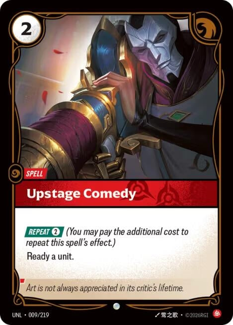 Image for Upstage Comedy (009/219) (UNL) - Riftbound: League of Legends Trading Card Game