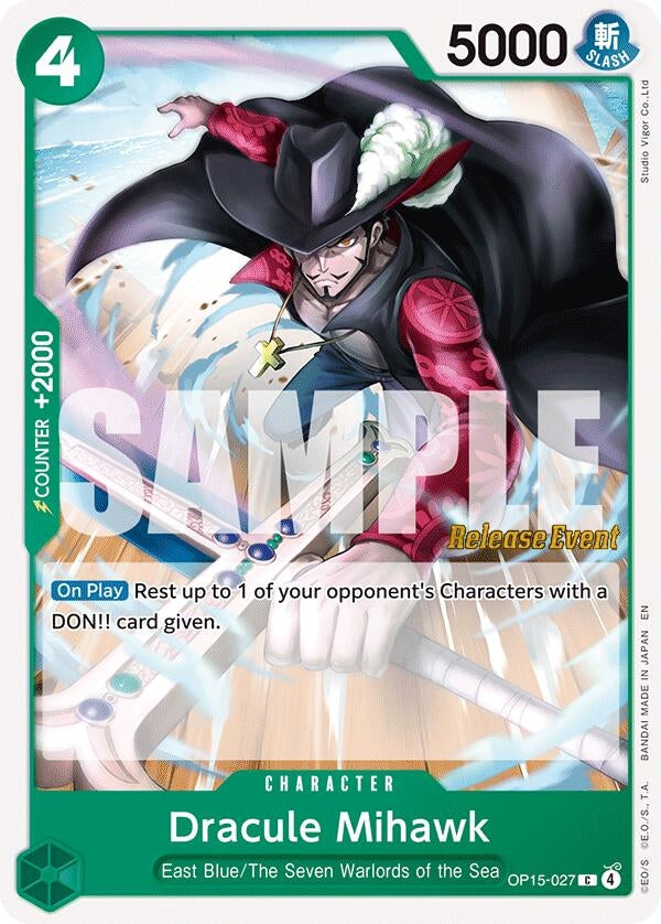 Image for Dracule Mihawk (OP15-027) (OP15 RE) - One Piece Card Game
