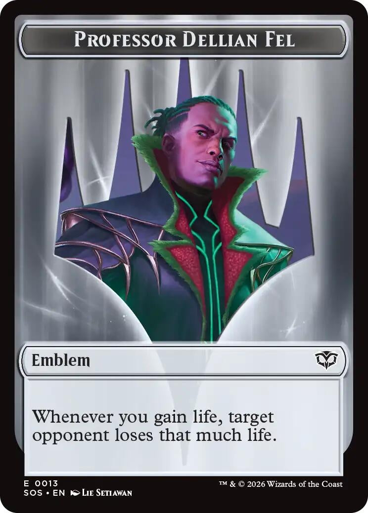 Image for Emblem - Professor Dellian Fel // Pest (0008) Double-Sided Token (13 // 8) (SOS) - Magic: The Gathering