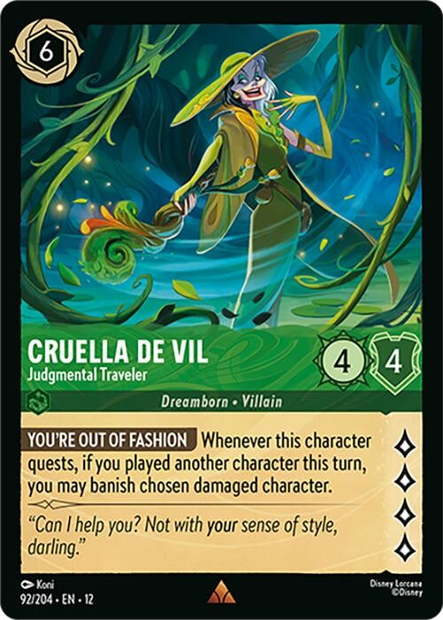 Image for Cruella De Vil - Judgmental Traveler (92/204) (12) - Disney Lorcana