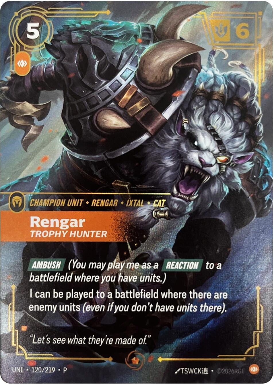 Image for Rengar - Trophy Hunter (120/219) (OPP) - Riftbound: League of Legends Trading Card Game