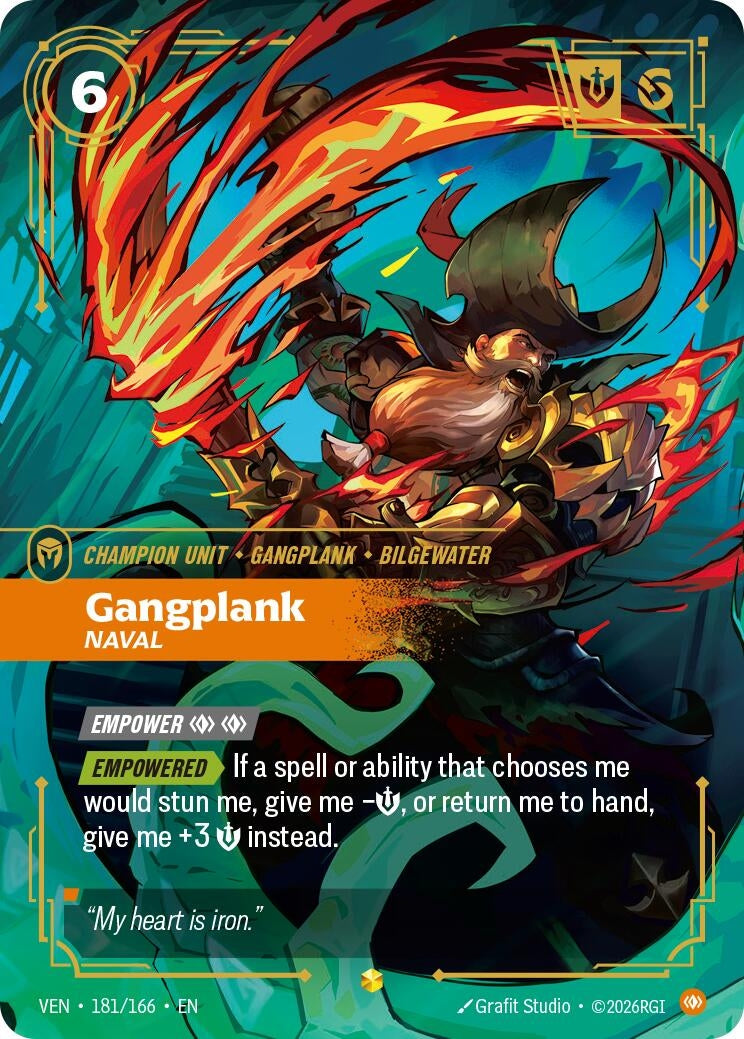 Image for Gangplank, Naval (Overnumbered) (181/166) (VEN) - Riftbound: League of Legends Trading Card Game