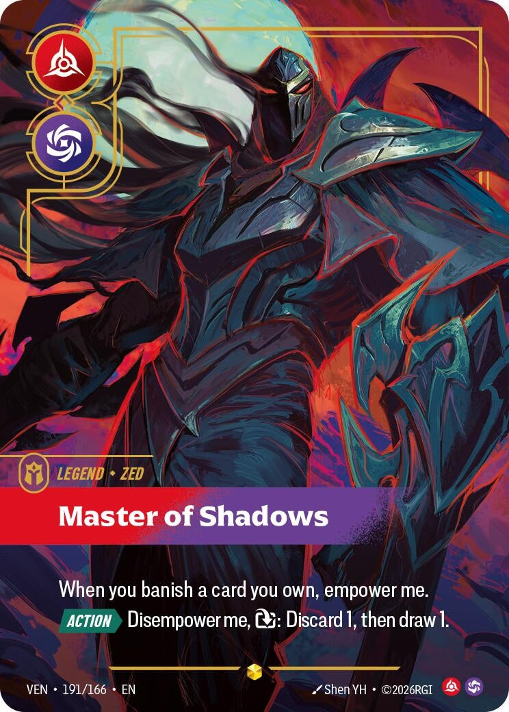 Image for Zed - Master of Shadows (Overnumbered) (191/166) (VEN) - Riftbound: League of Legends Trading Card Game