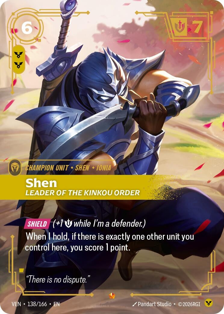 Image for Shen, Leader of the Kinkou Order (138/166) (VEN) - Riftbound: League of Legends Trading Card Game