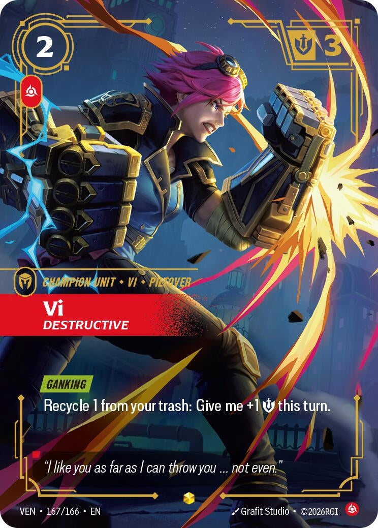 Image for Vi, Destructive (167/166) (VEN) - Riftbound: League of Legends Trading Card Game