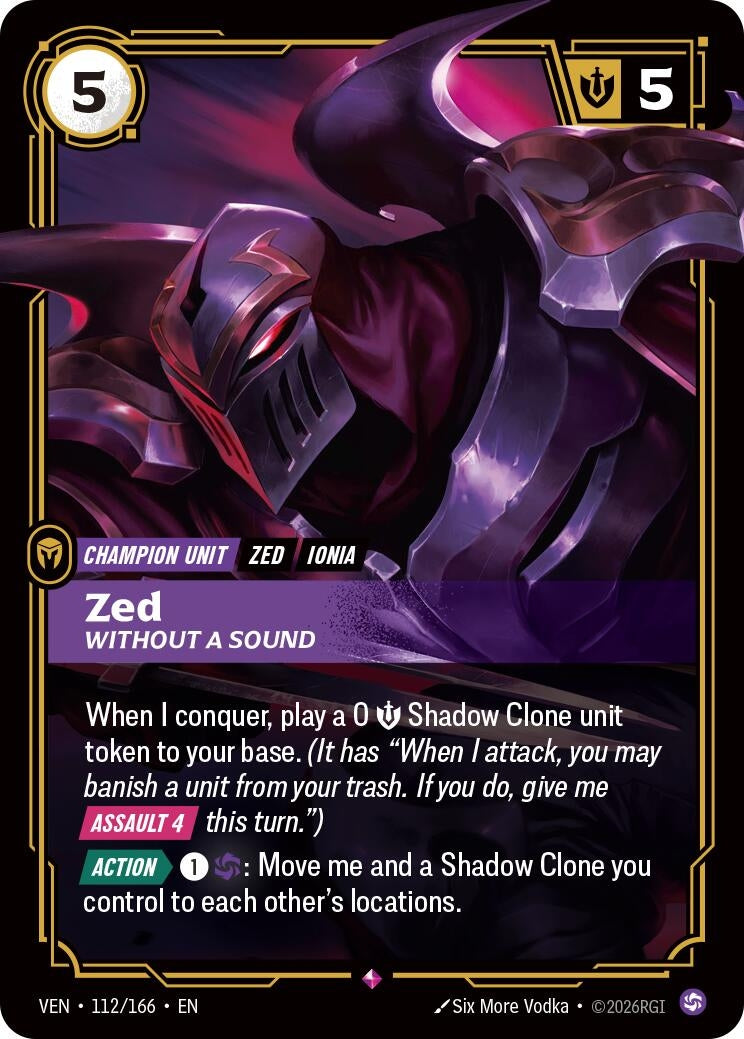 Image for Zed, Without a Sound (112/166) (VEN) - Riftbound: League of Legends Trading Card Game