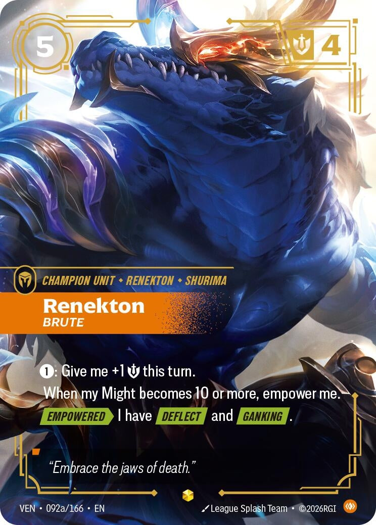Image for Renekton, Brute (Alternate Art) (092a/166) (VEN) - Riftbound: League of Legends Trading Card Game