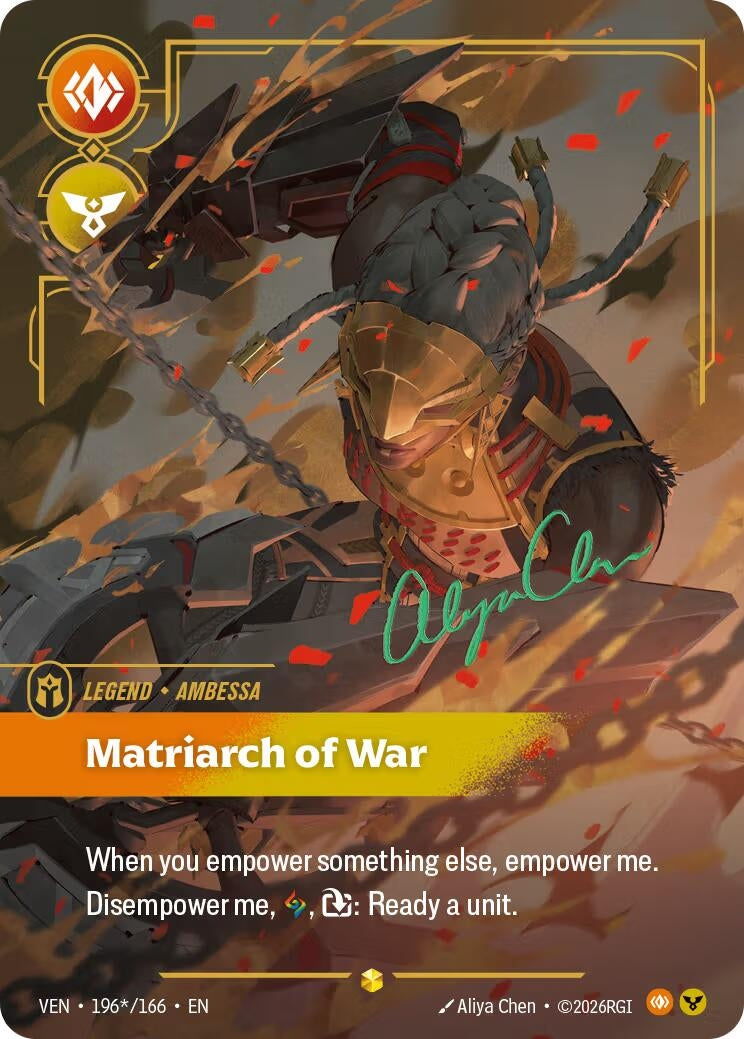 Image for Ambessa, Matriarch of War (Signature) (196*/166) (VEN) - Riftbound: League of Legends Trading Card Game