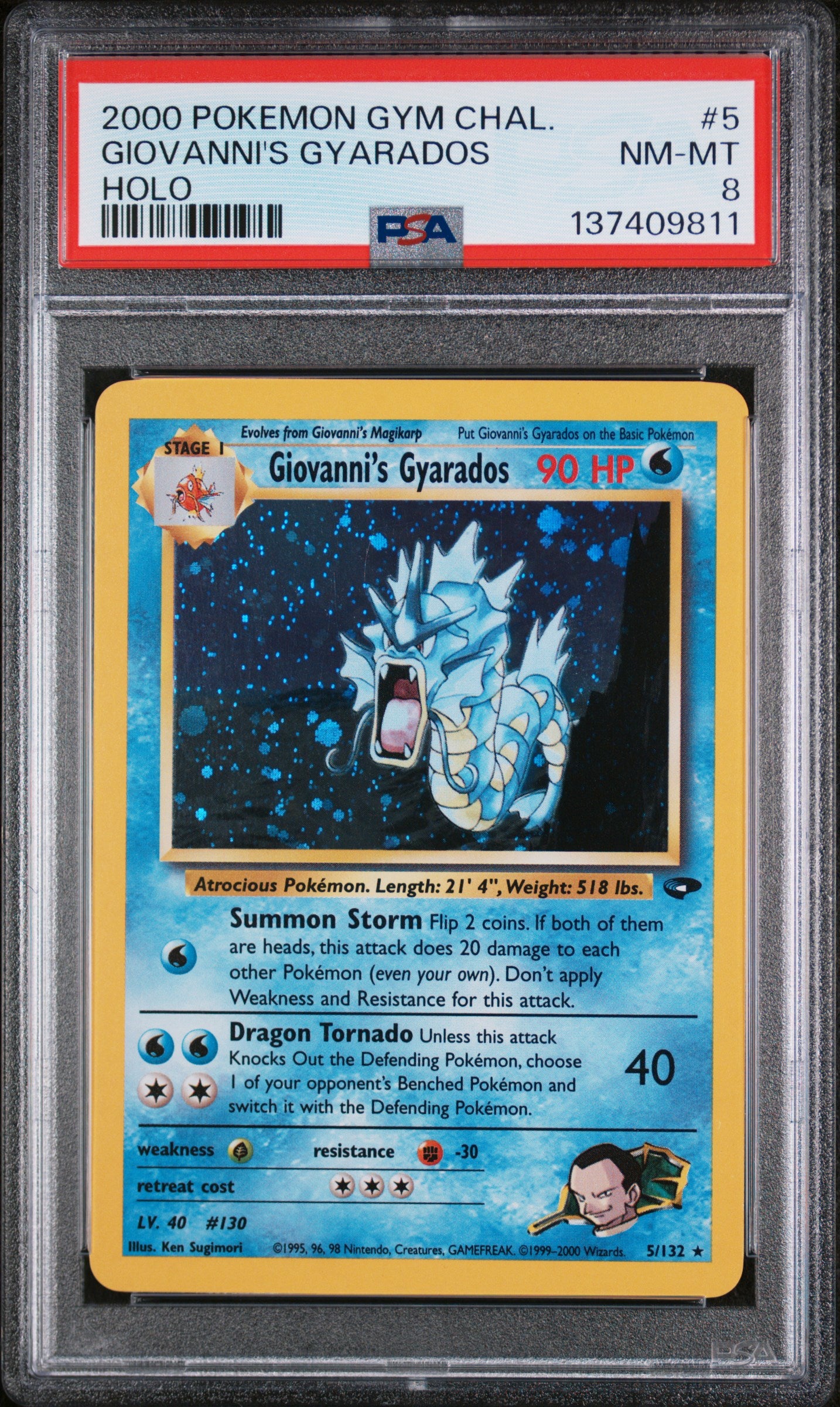 GIOVANNI'S GYARADOS HOLO 2000 POKEMON GYM CHALLENGE PSA NM-MT 8