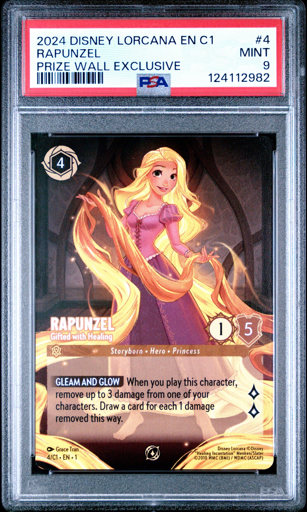 RAPUNZEL PRIZE WALL EXCLUSIVE 2024 DISNEY LORCANA EN C1-LORCANA CHALLENGE PROMO PSA MINT 9