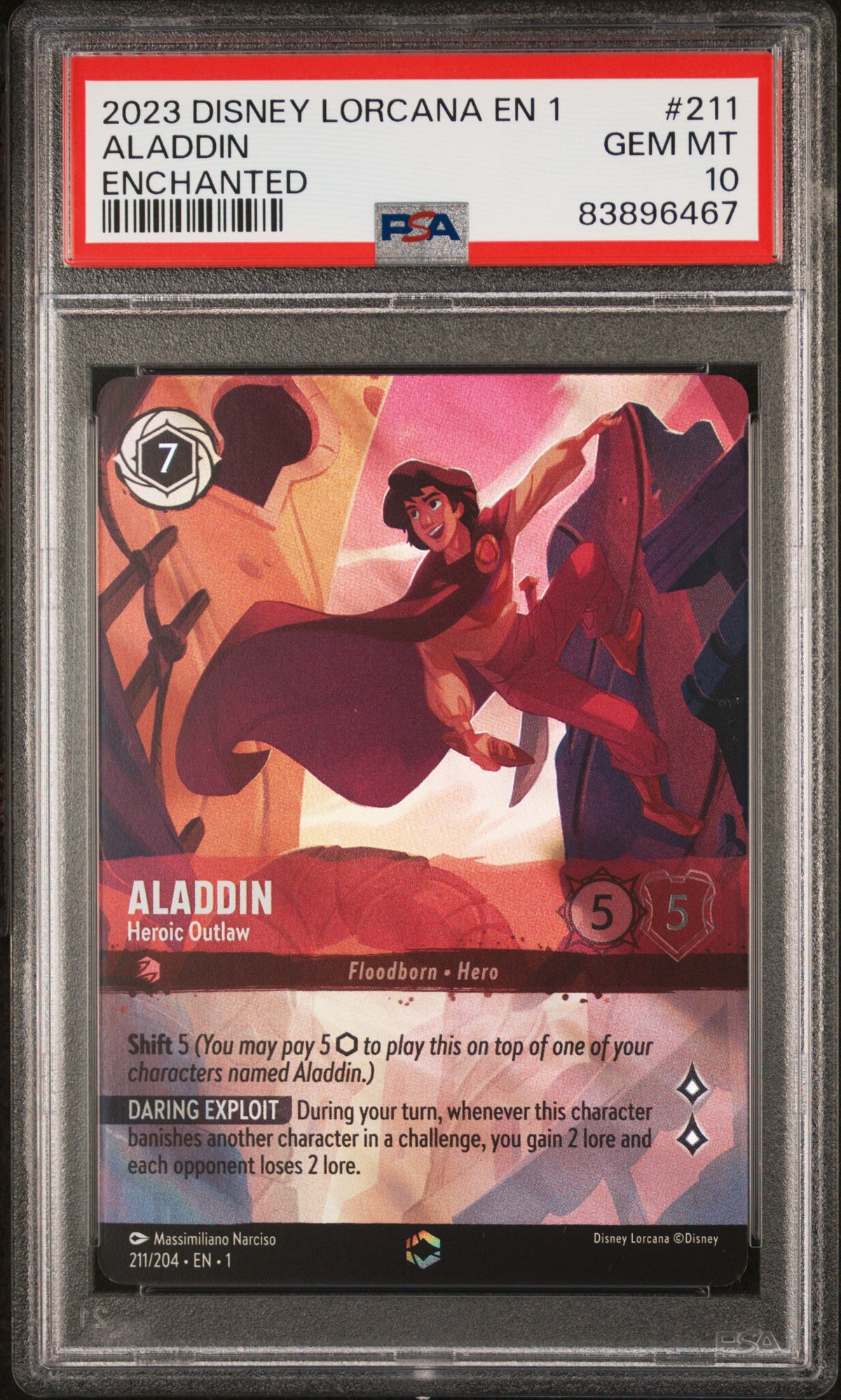 ALADDIN ENCHANTED 2023 DISNEY LORCANA EN 1-THE FIRST CHAPTER PSA GEM MT 10