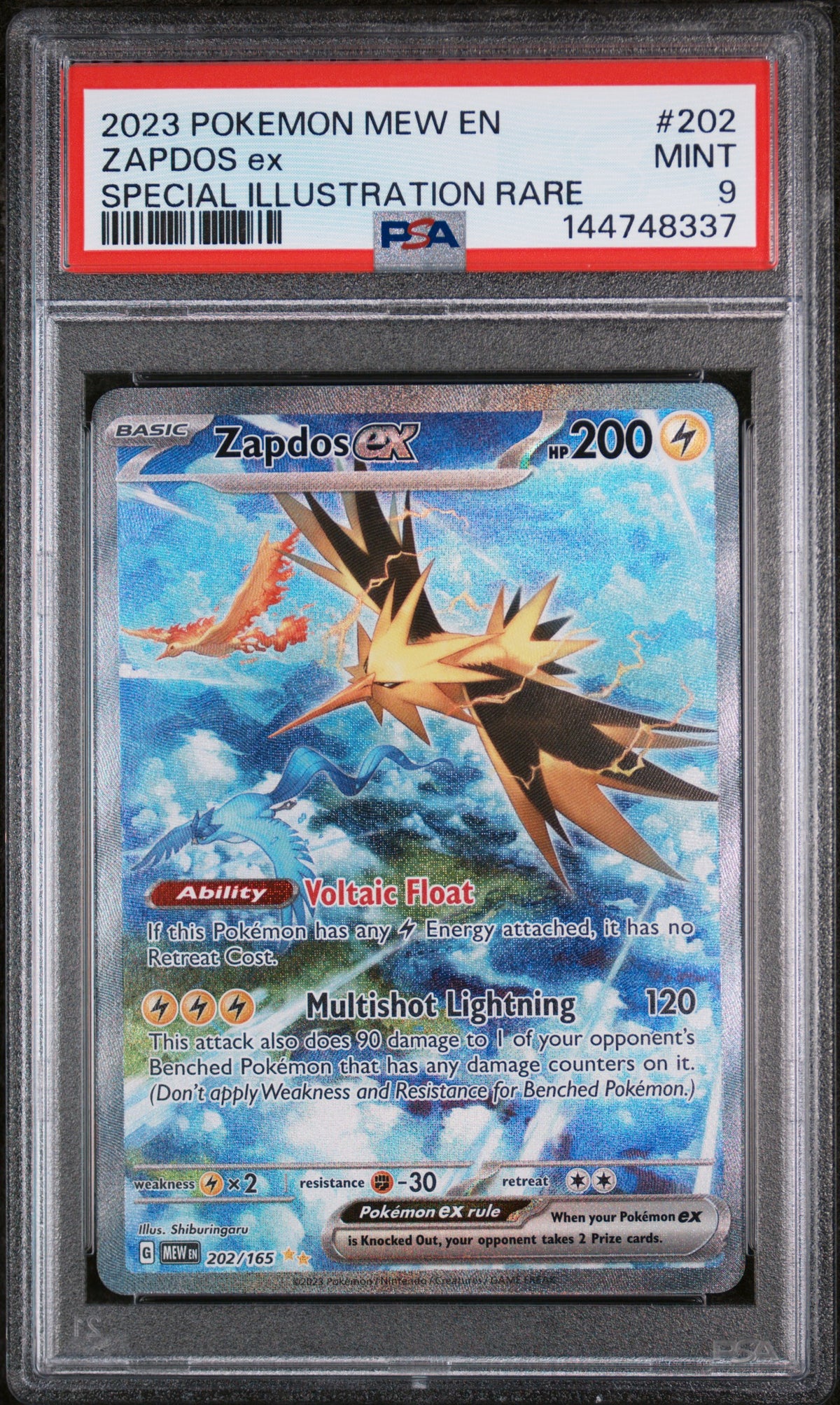 ZAPDOS ex SPECIAL ILLUSTRATION RARE 2023 POKEMON MEW EN-151 PSA MINT 9