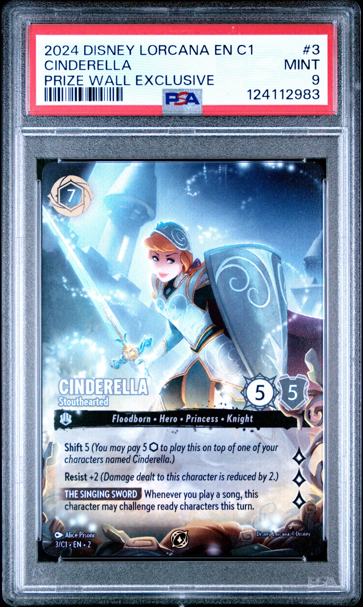 CINDERELLA PRIZE WALL EXCLUSIVE 2024 DISNEY LORCANA EN C1-LORCANA CHALLENGE PROMO PSA MINT 9