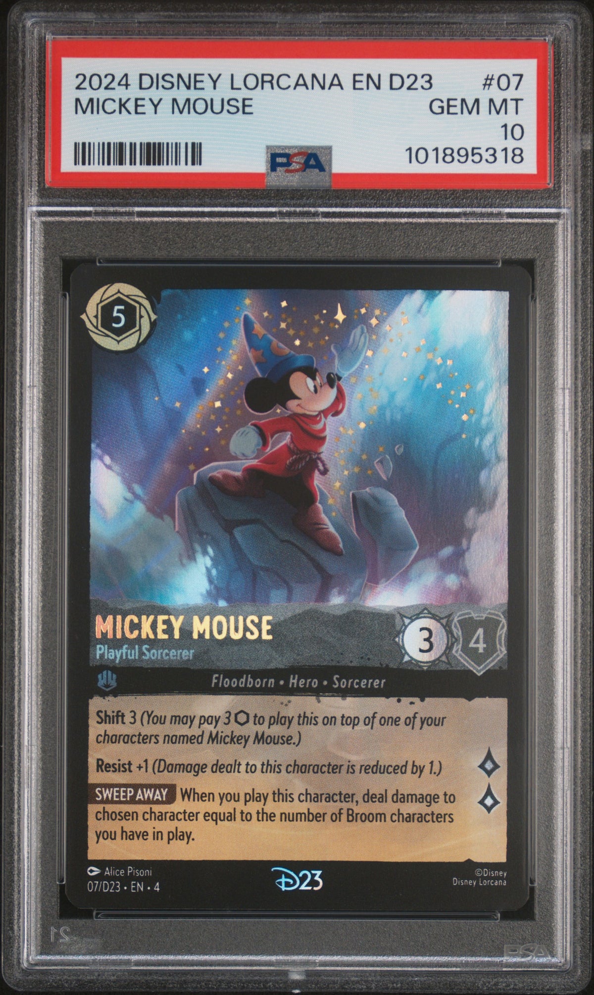 MICKEY MOUSE 2024 DISNEY LORCANA EN D23-D23 EXPO PROMO PSA GEM MT 10