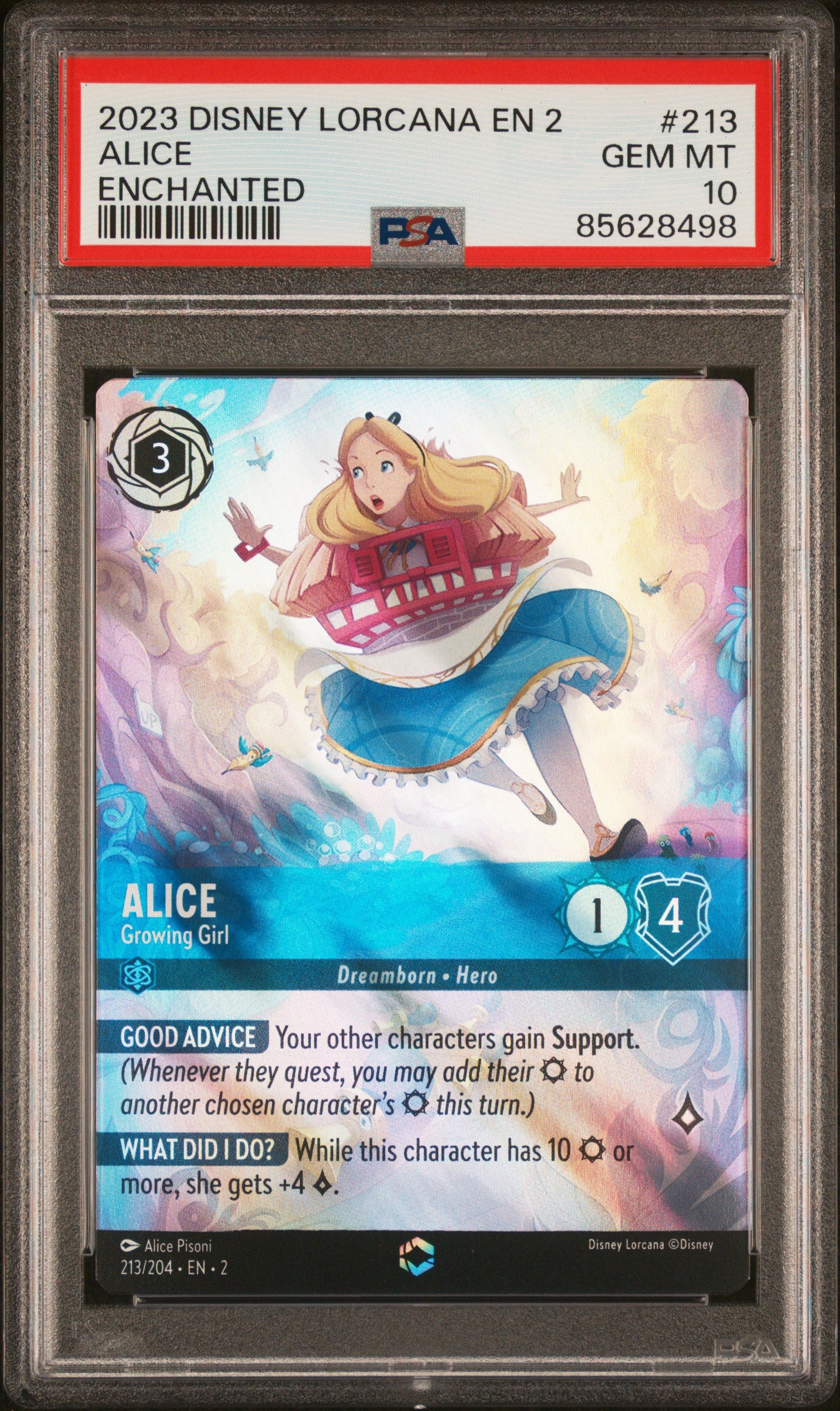 ALICE ENCHANTED 2023 DISNEY LORCANA EN 2-RISE OF THE FLOODBORN PSA GEM MT 10
