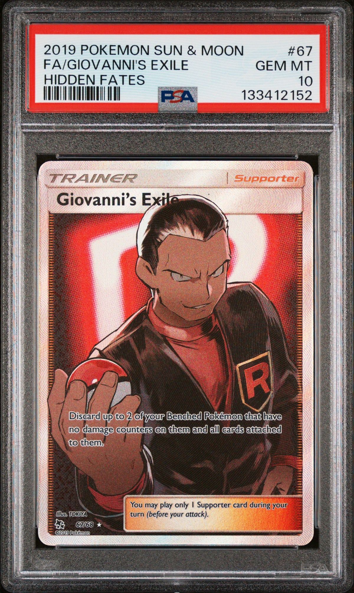 FA/GIOVANNI'S EXILE HIDDEN FATES 2019 POKEMON SUN & MOON HIDDEN FATES PSA GEM MT 10