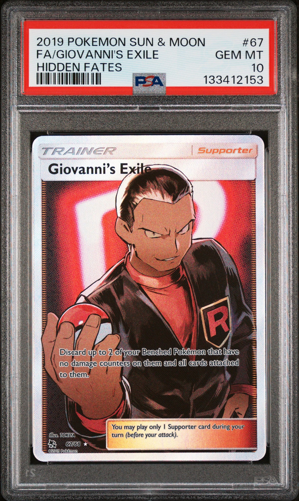 FA/GIOVANNI'S EXILE HIDDEN FATES 2019 POKEMON SUN & MOON HIDDEN FATES PSA GEM MT 10