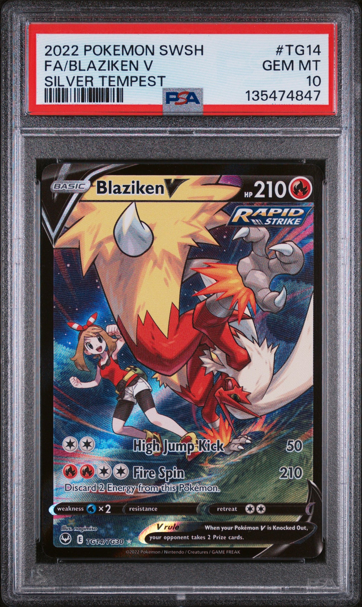 FA/BLAZIKEN V SILVER TEMPEST 2022 POKEMON SWORD & SHIELD SILVER TEMPEST PSA GEM MT 10