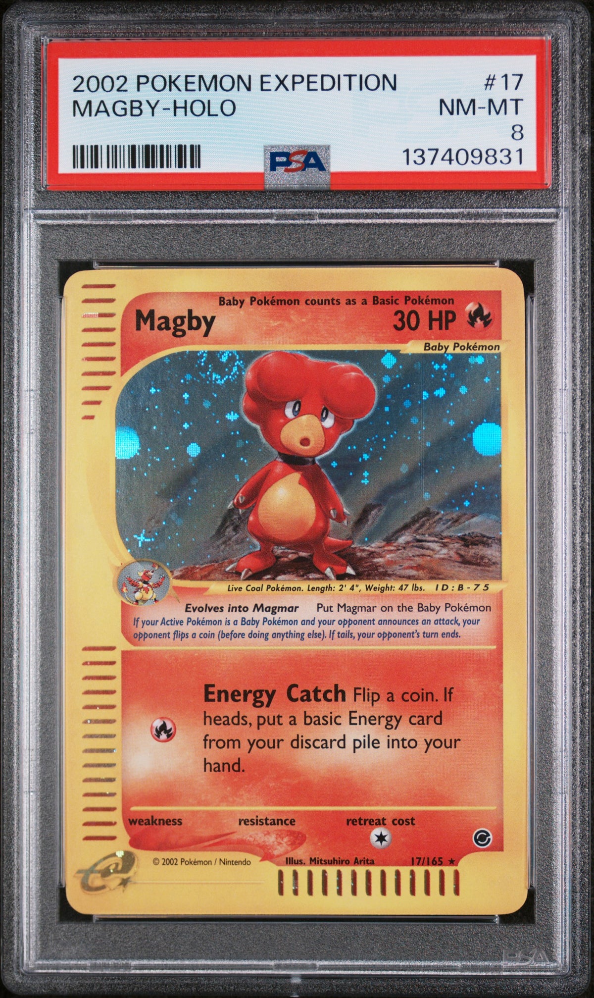 MAGBY-HOLO 2002 POKEMON EXPEDITION PSA NM-MT 8
