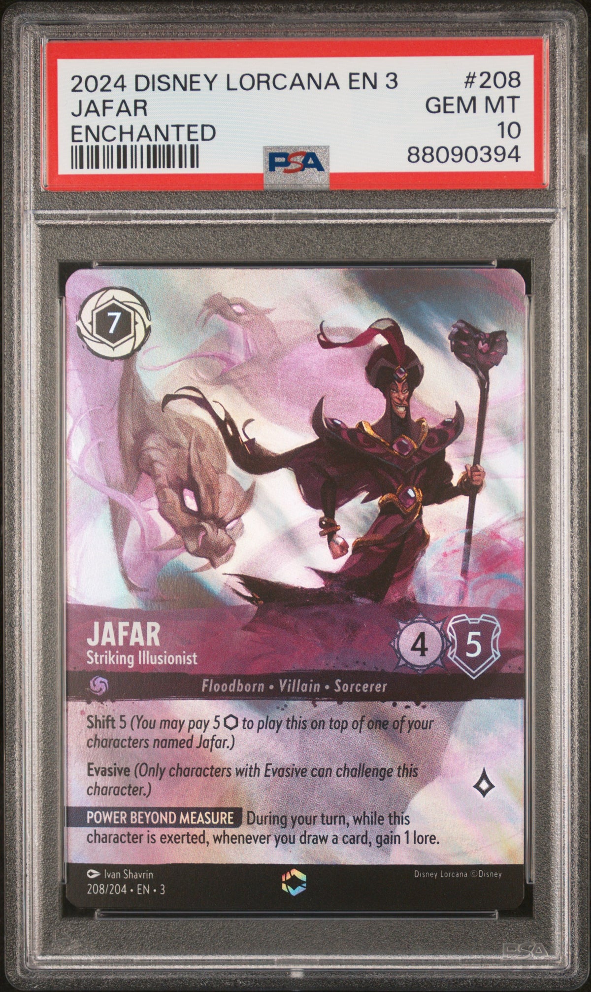 JAFAR ENCHANTED 2024 DISNEY LORCANA EN 3-INTO THE INKLANDS PSA GEM MT 10