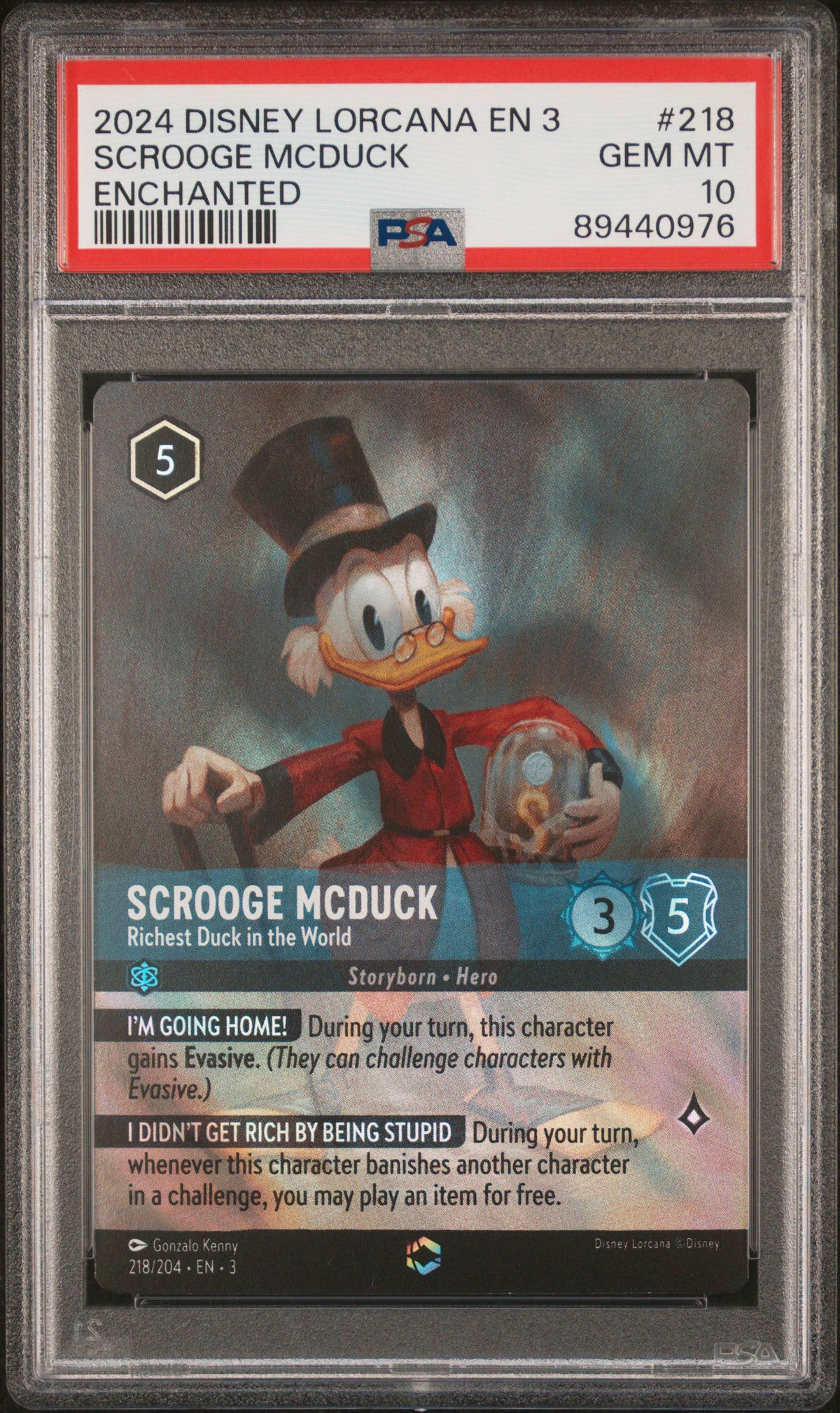 SCROOGE MCDUCK ENCHANTED 2024 DISNEY LORCANA EN 3-INTO THE INKLANDS PSA GEM MT 10