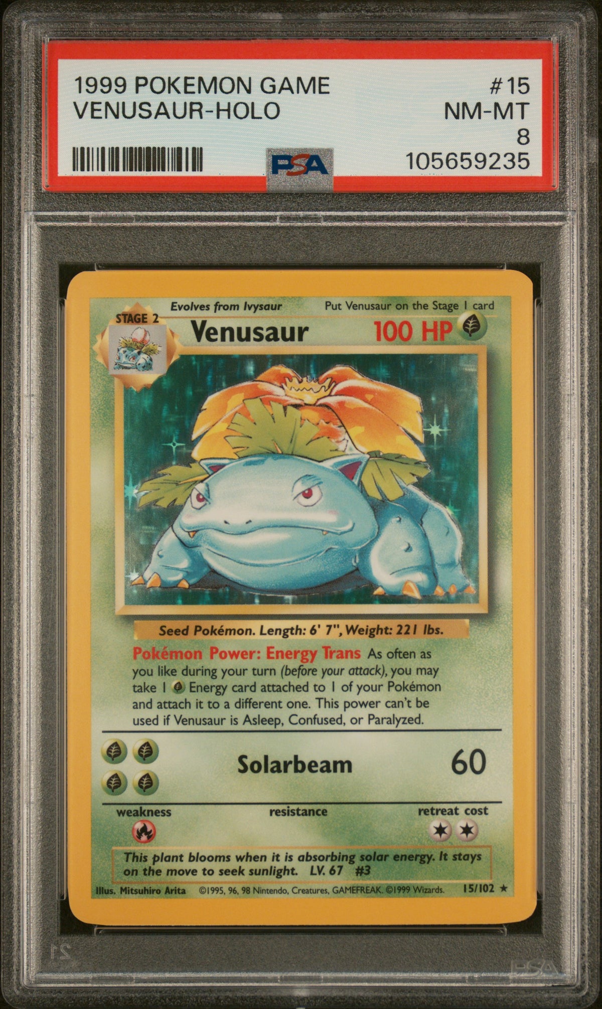 VENUSAUR-HOLO 1999 POKEMON GAME PSA NM-MT 8