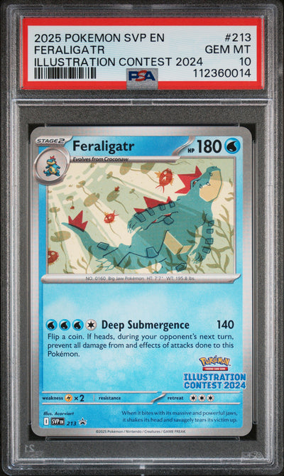 FERALIGATR ILLUSTRATION CONTEST 2024 2025 POKEMON SVP EN-SV BLACK STAR PROMO PSA GEM MT 10