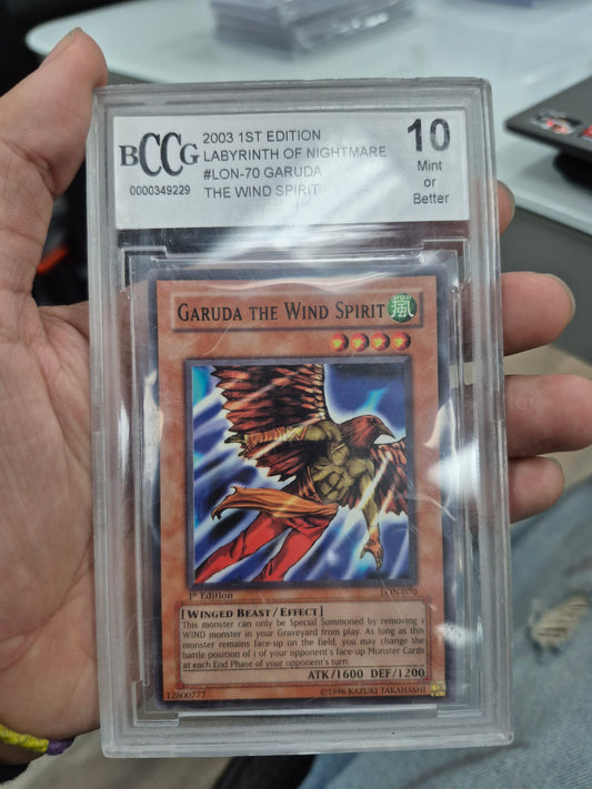 Garuda the Wind Spirit 2003 2003 Yu-Gi-Oh Labyrinth of Nightmare 1st Edition BCCG 10.0