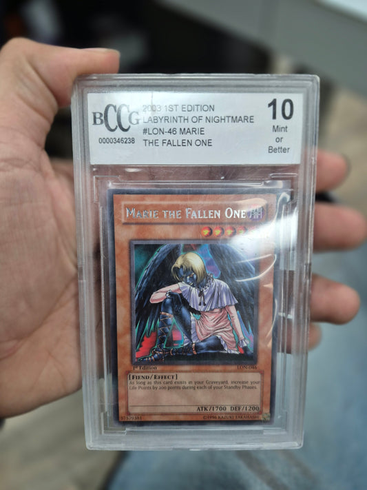 Marie the Fallen One (R) 2003 2003 Yu-Gi-Oh Labyrinth of Nightmare 1st Edition BCCG 10.0