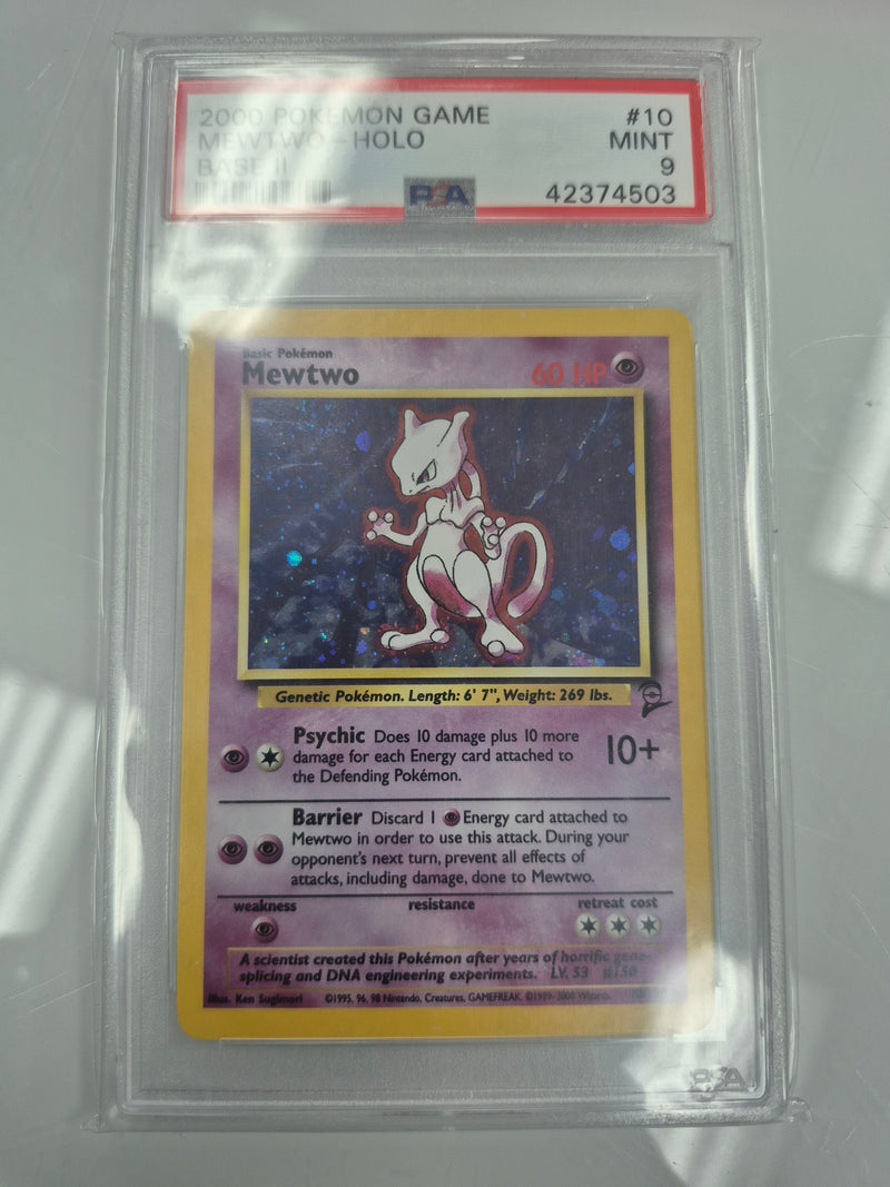 MEWTWO-HOLO BASE II 2000 POKEMON GAME BASE II PSA MINT 9