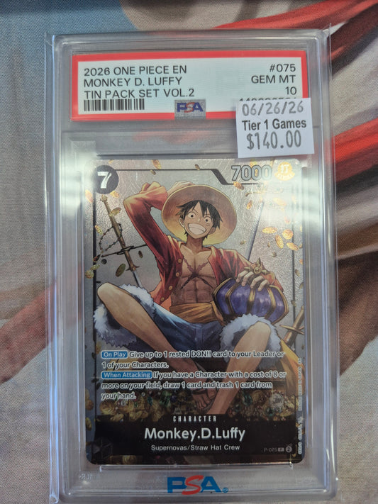 MONKEY D. LUFFY TIN PACK SET VOL.2 2026 ONE PIECE PROMOS PSA GEM MT 10