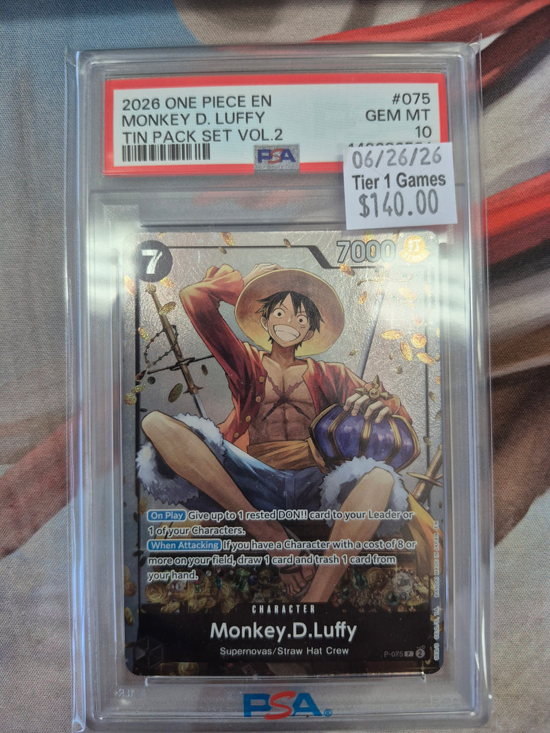 MONKEY D. LUFFY TIN PACK SET VOL.2 2026 ONE PIECE PROMOS PSA GEM MT 10