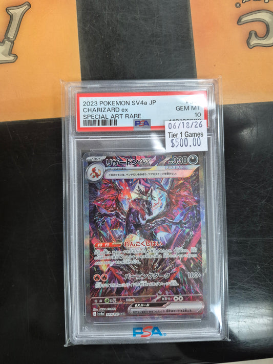 CHARIZARD ex SPECIAL ART RARE 2023 POKEMON JAPANESE SV4a-SHINY TREASURE ex Graded GEM MT 10