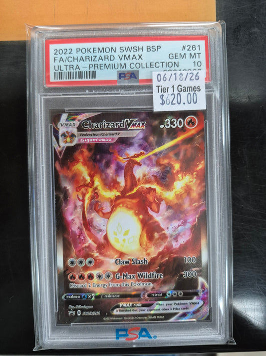 2022 POKEMON SWSH BLACK STAR PROMO #261 FA/CHARIZARD VMAX ULTRA-PREMIUM COLLECTION GEM MT 10